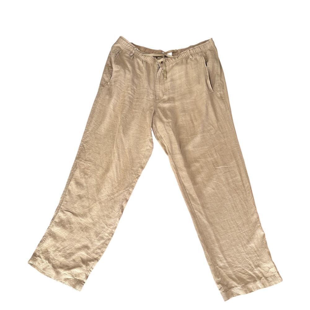 Club Room Women’s Linen Drawstring Pants Tan – Size XL